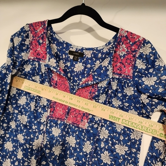 J. Crew Embroidered Cross Stitch Cotton Voile Top Floral Tassels Lightweight XXS - Picture 11 of 12